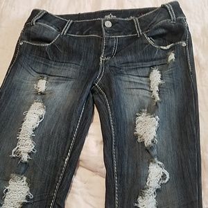 skinny destressed jeans
